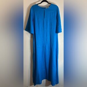 BAILEY Sz XL A-Line Flare Sleeve Maxi Dress with Tie Belt 100% Linen Unlined